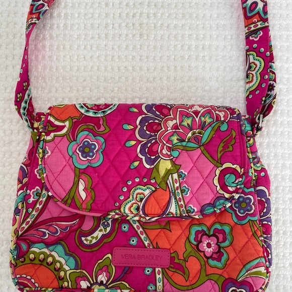 Vera Bradley Triple ZIP Hipster - Pink Swirls Small Flap Crossbody Bag - Picture 7 of 8